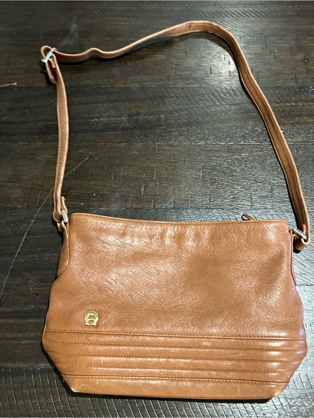 VTG- Etienne Aigner Cognac Leather Crossbody Bag